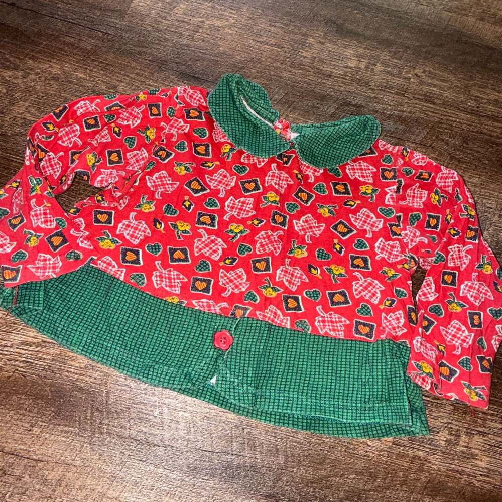Sport Corp Vintage Girls Holiday Long Sleeve Shirt with Peter Pan Collar 4T